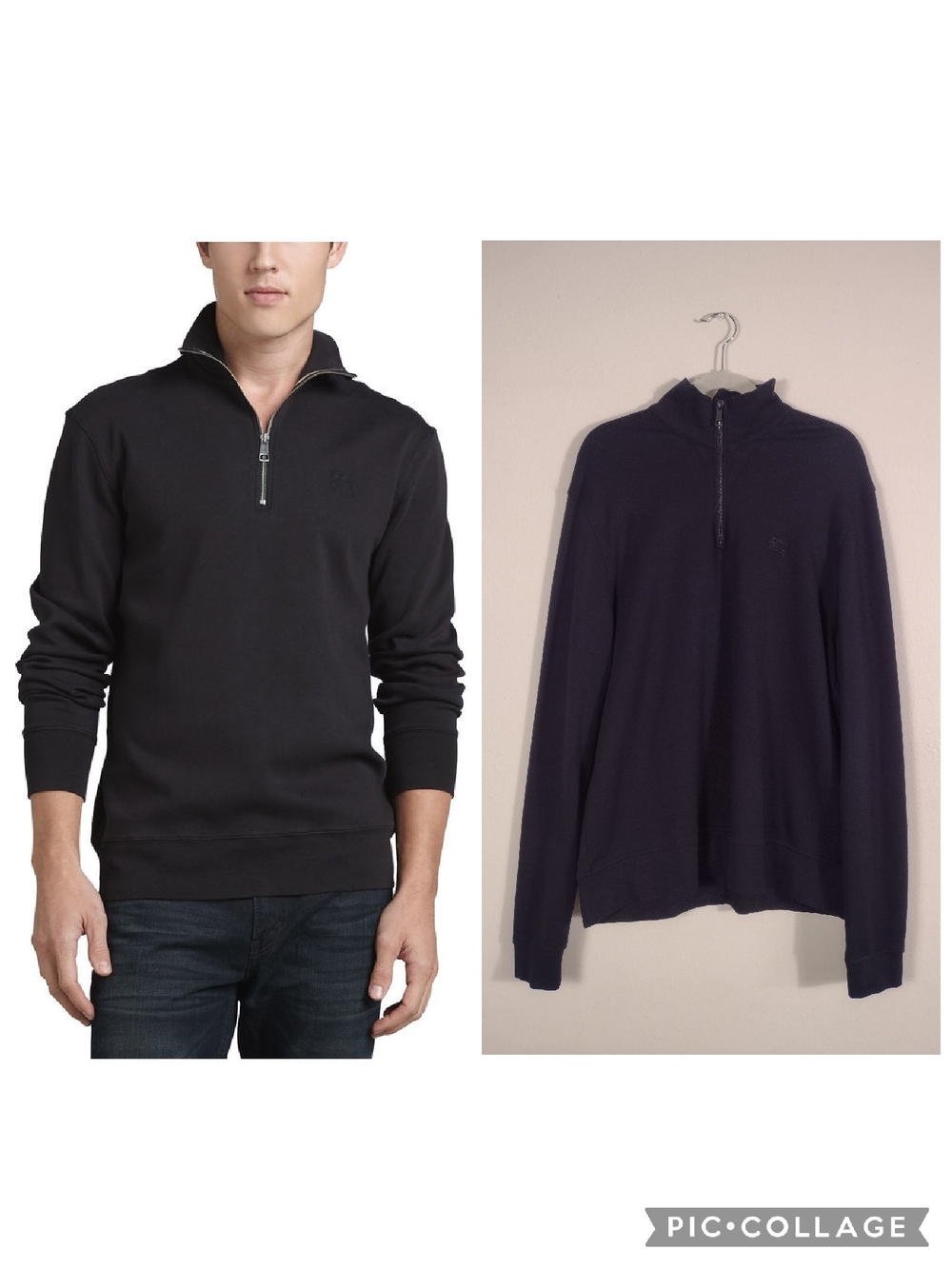 Burberry Brit Admiral Cotton Half Zip Pullover Sweatshirt Black Men's XL